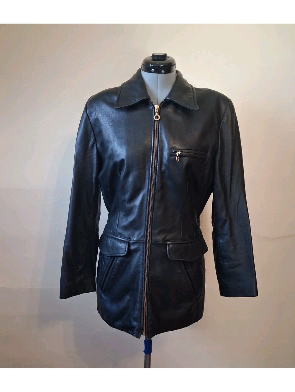 Vintage Leather Jacket, JLC 100% leather Black Coat, Size Small Retro 80s 90s